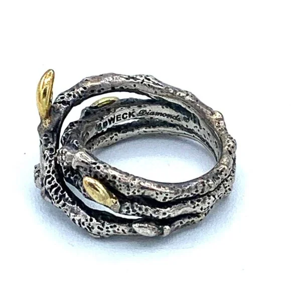 EXQUISITE DWECK DIAMOND DESIGNER SILVER RING GENUINE RARE , SIZE 7